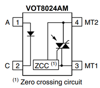Block Diagram - Vishay VOT8024AM and VOT8121Ax PhotoTRIAC Optocouplers